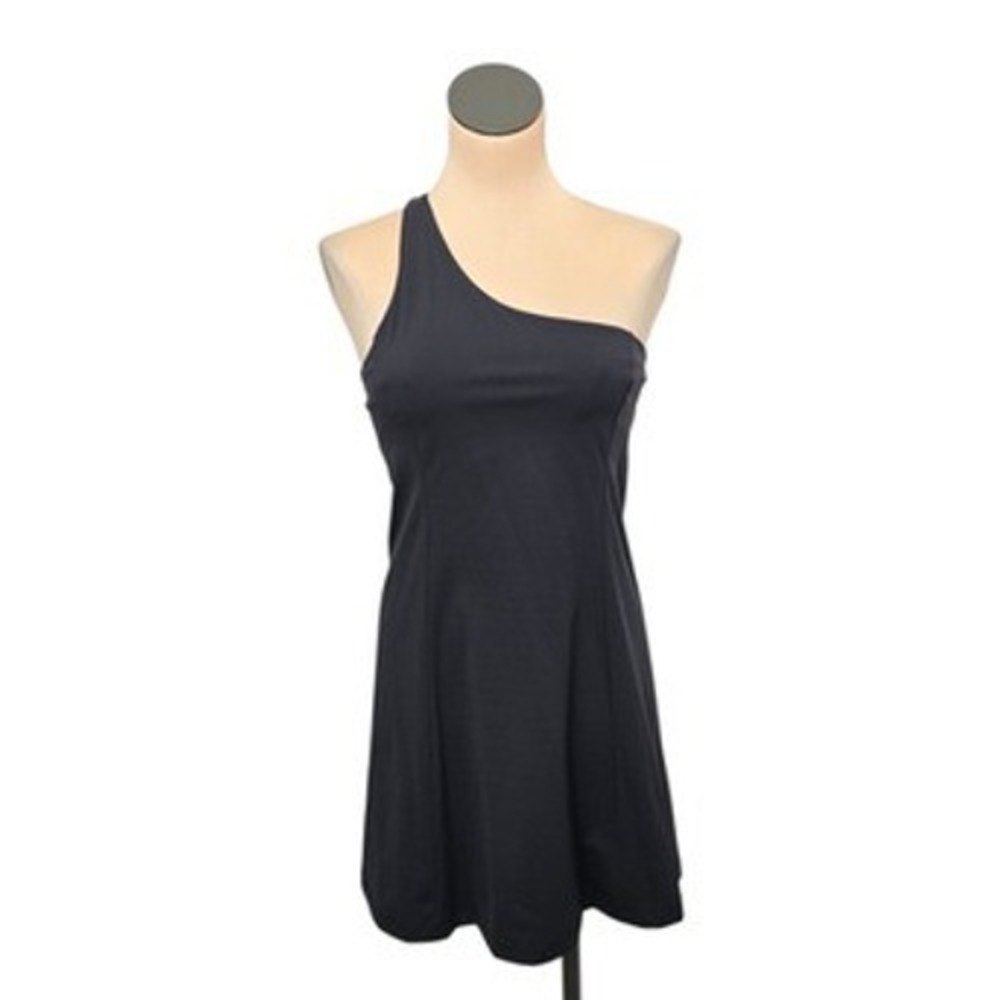 Outdoor Voices Womens One Shoulder Dress Black Activewear Size Medium Athletic